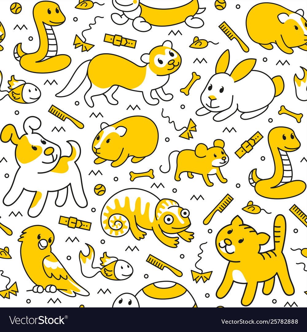 Pet pattern in line style vector image Pet pattern in line style