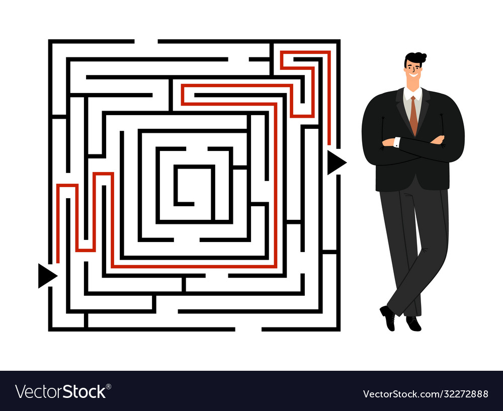 Successful businessman labyrinth