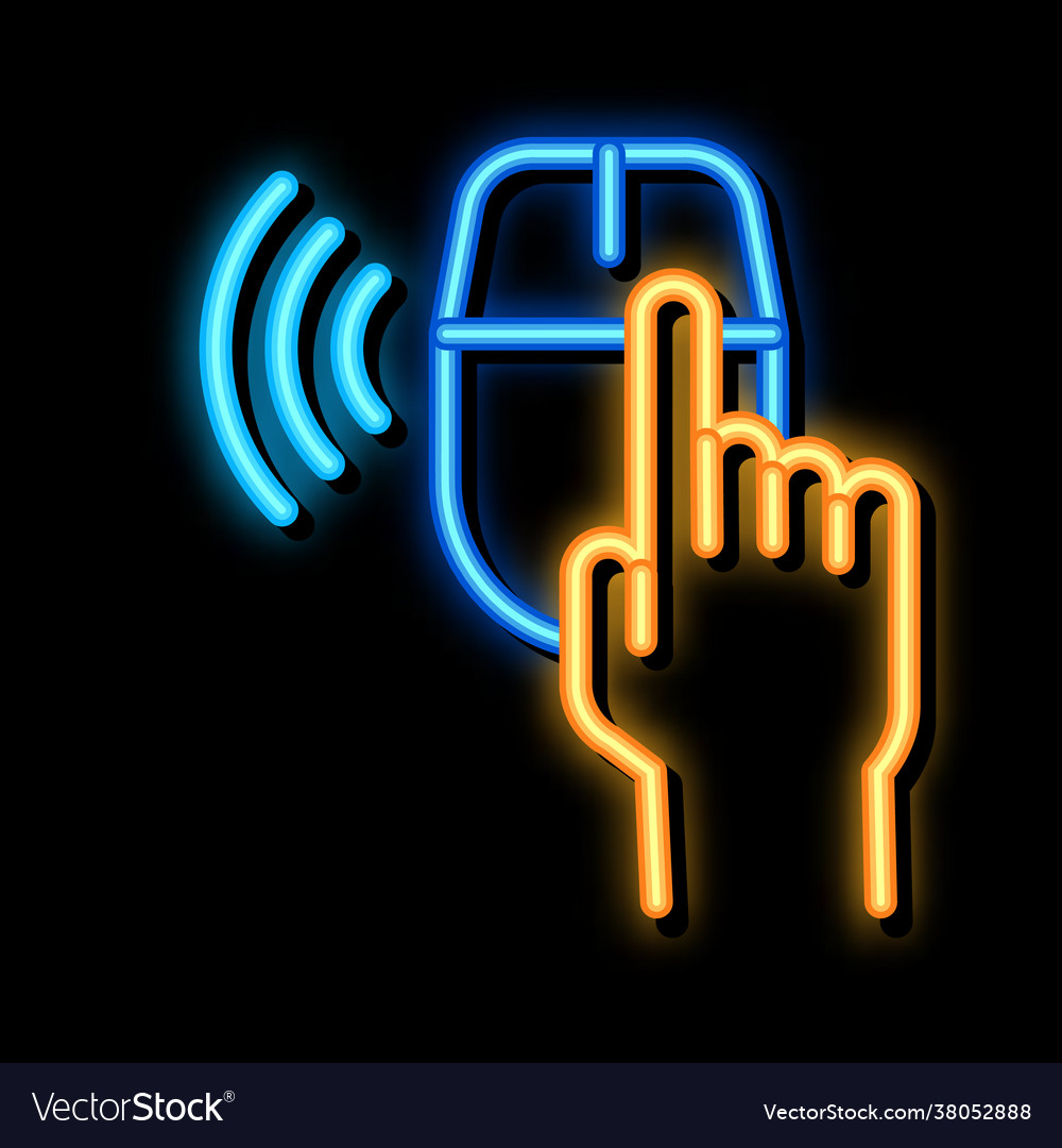 Wireless mouse neon glow icon Royalty Free Vector Image