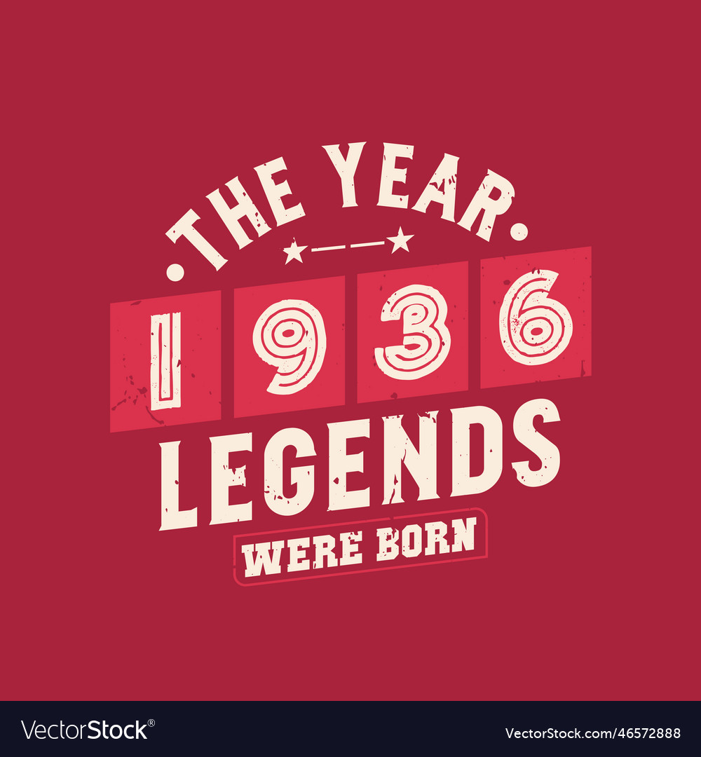 Year 1936 legends were born vintage 1936 birthday Vector Image