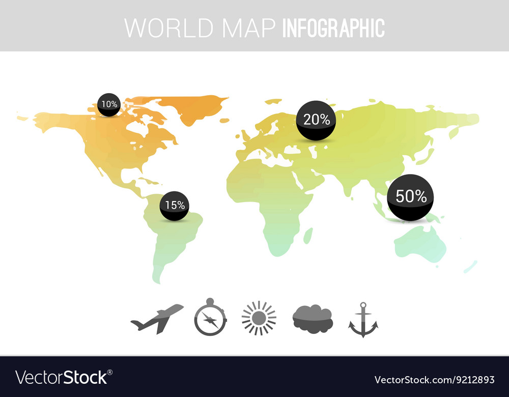 3d world map with points and percantage