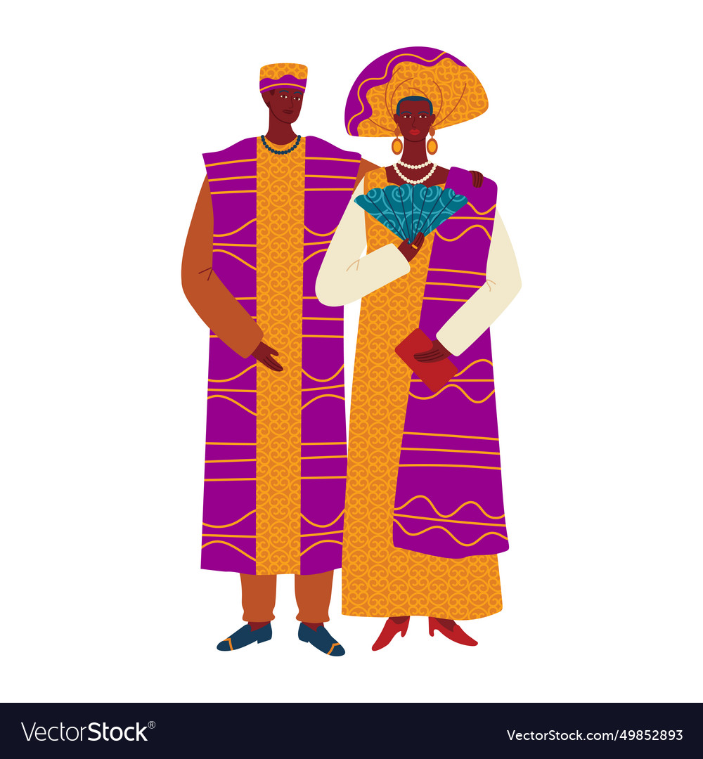 African couple in traditional clothing standing Vector Image