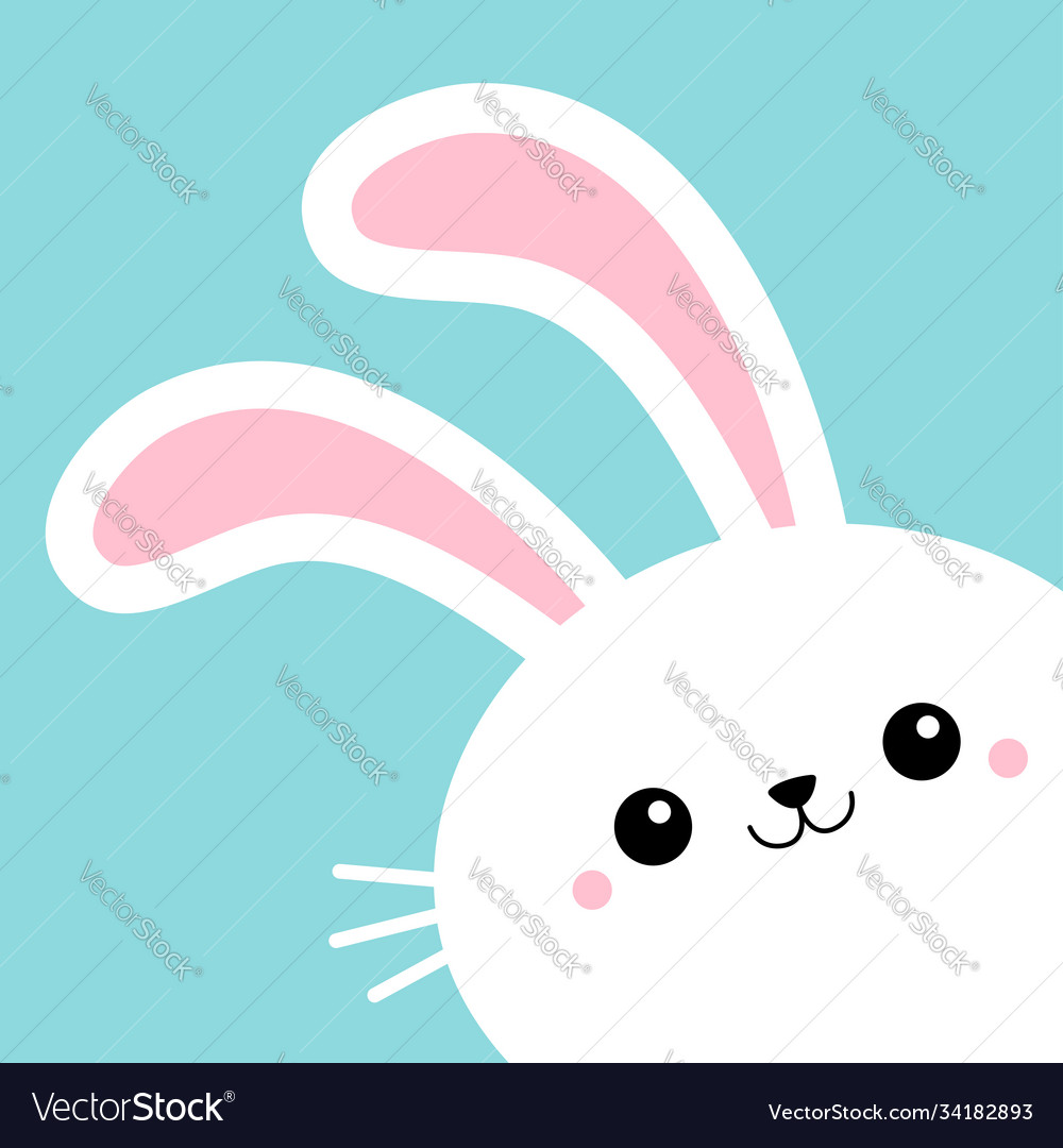 Bunny rabbit face head in corner happy easter Vector Image