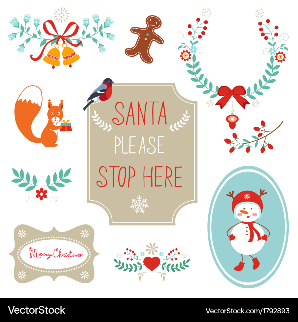 Christmas decorative elements Royalty Free Vector Image