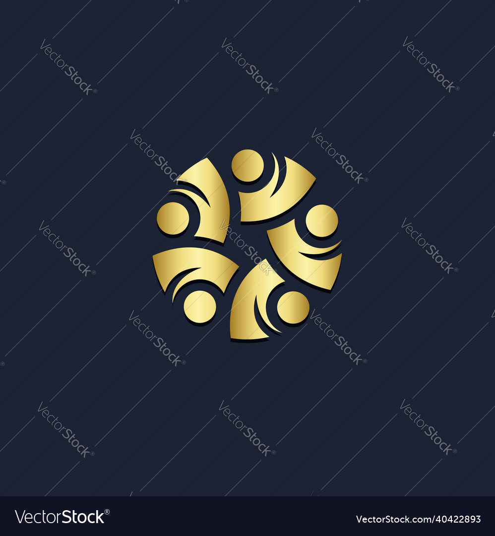 Circle abstract group unity round gold logo Vector Image