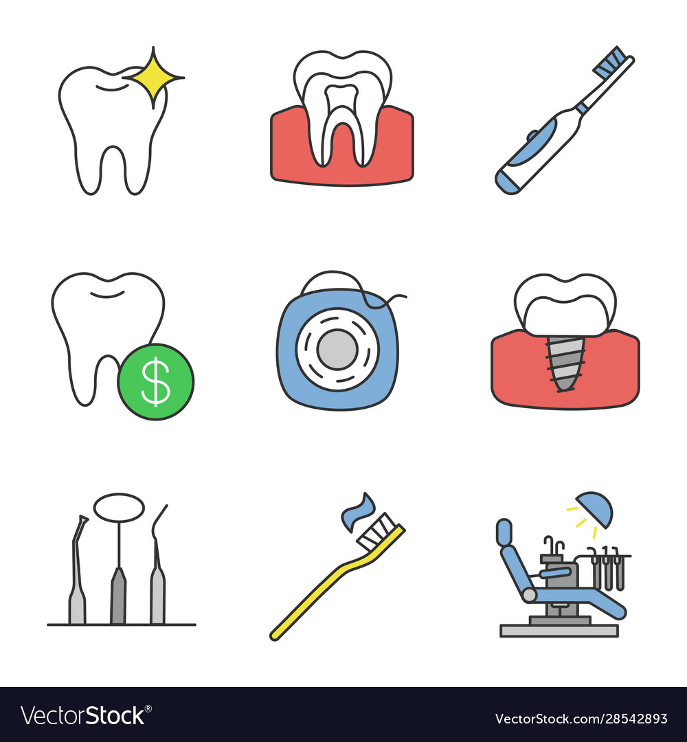 Dentistry color icons set Royalty Free Vector Image