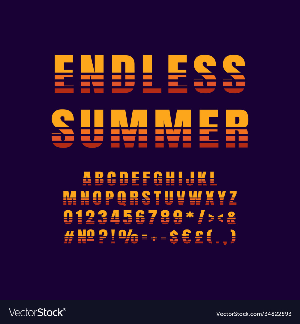 Endless summer vintage 3d alphabet set