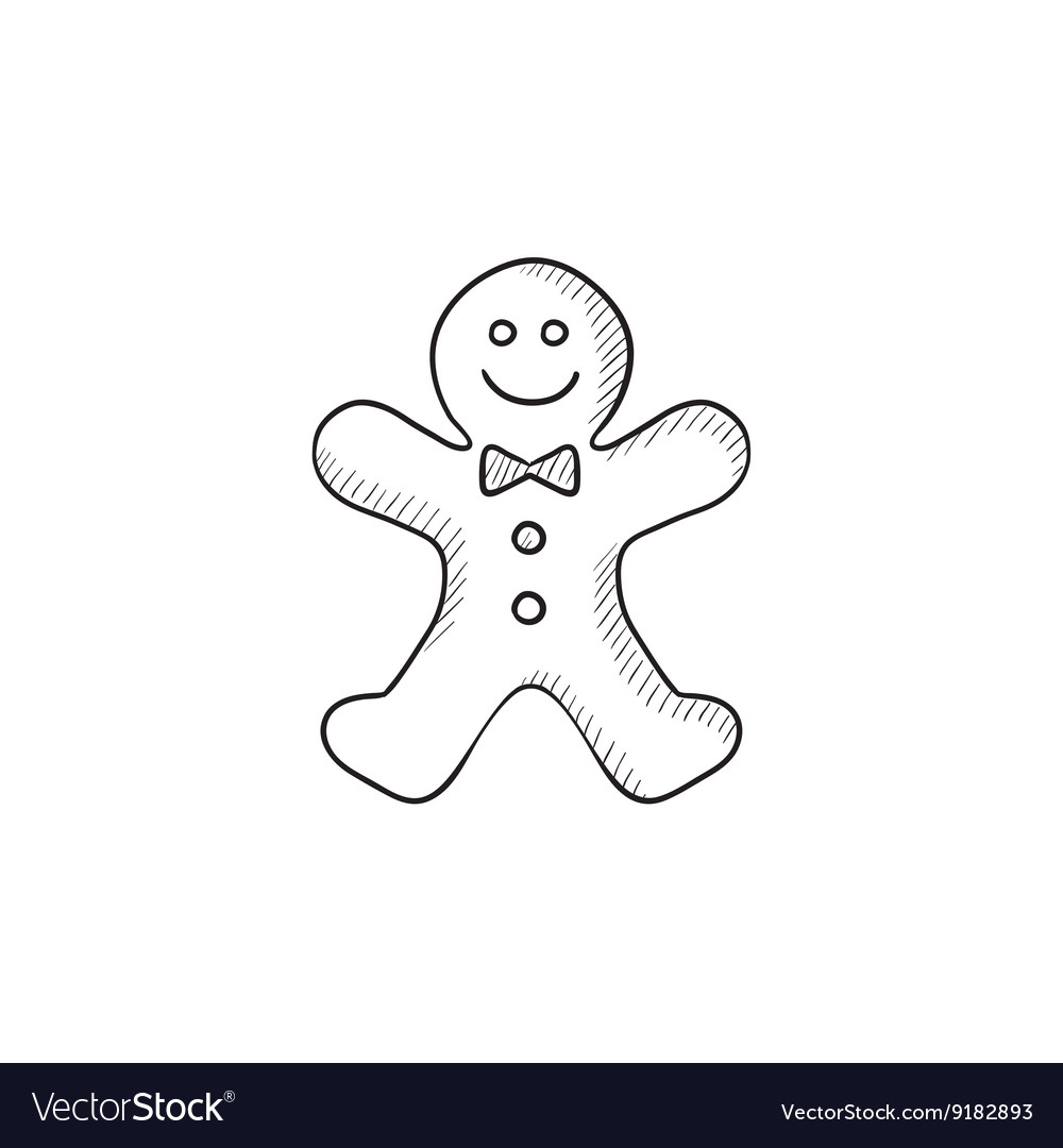 Gingerbread man sketch icon