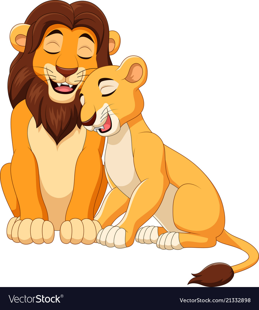 Cartoon lion couple Royalty Free Vector Image - VectorStock Cartoon lion couple Royalty Free Vector Image - VectorStock