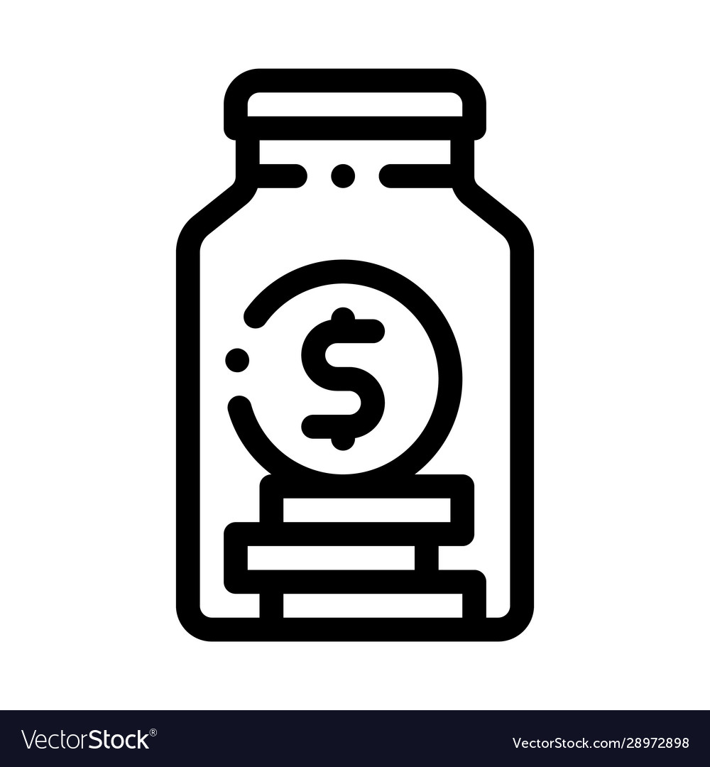 Coins in jar icon outline Royalty Free Vector Image