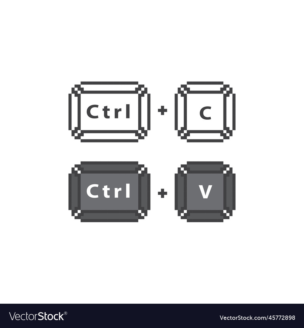 Copy and paste ctrl c and ctrl v button pixel art Vector Image