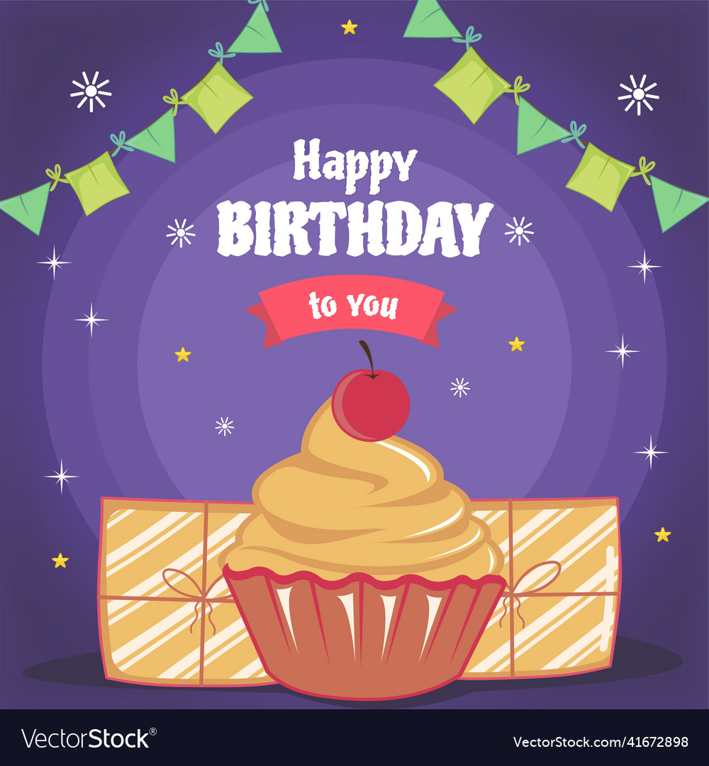 Happy birthday to you with puddinggiveand flag Vector Image