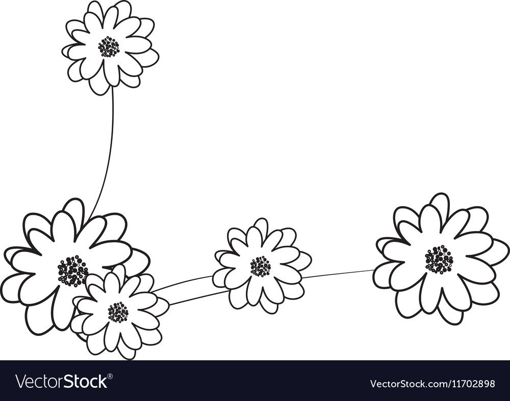 Isolated flowers silhouette decoration design