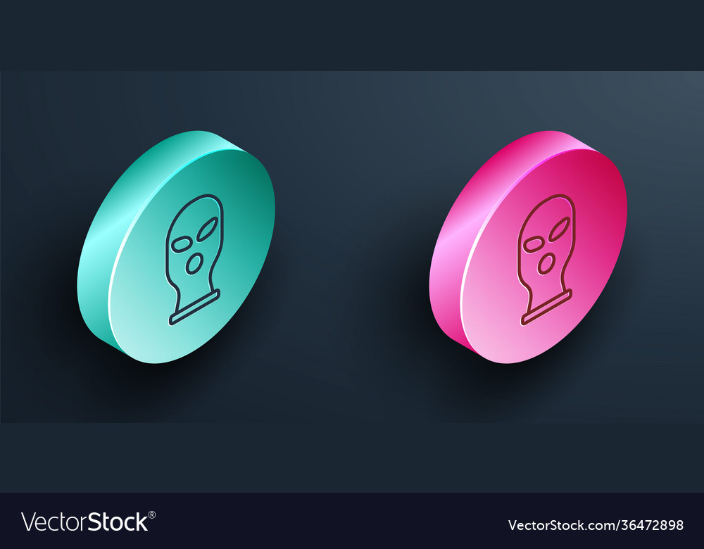 Isometric line balaclava icon isolated on black