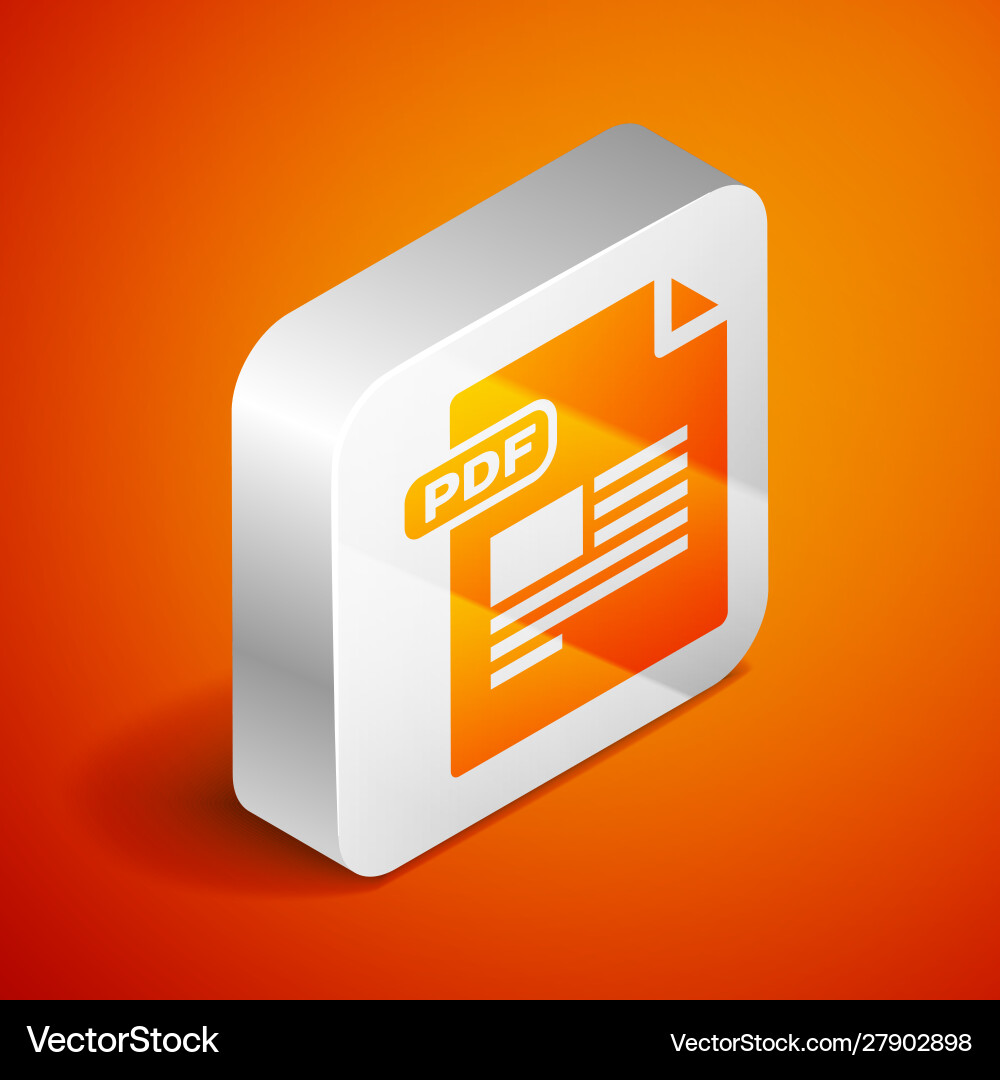 Isometric pdf file document download button Vector Image