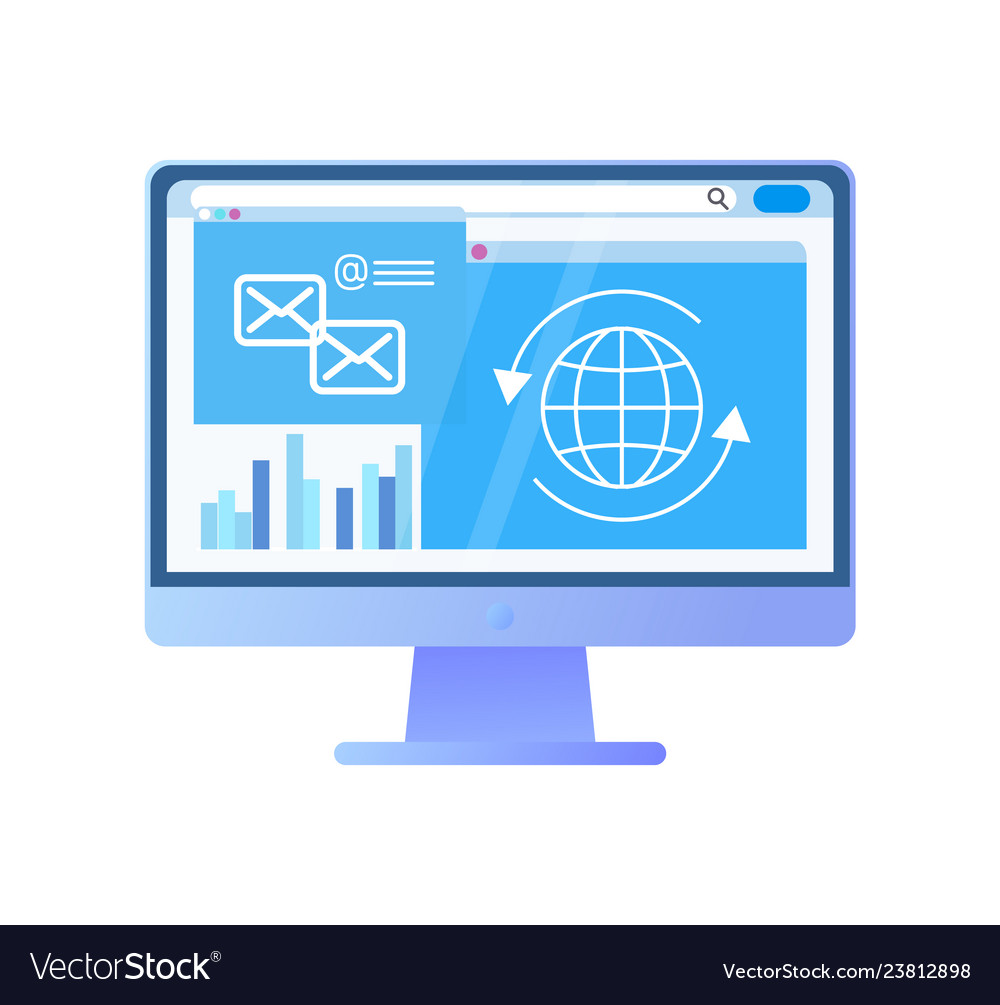Screen computer with information globe data Vector Image