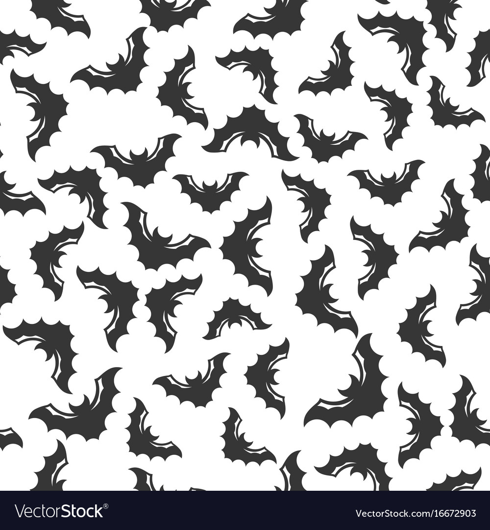 Black bat seamless pattern on white Royalty Free Vector