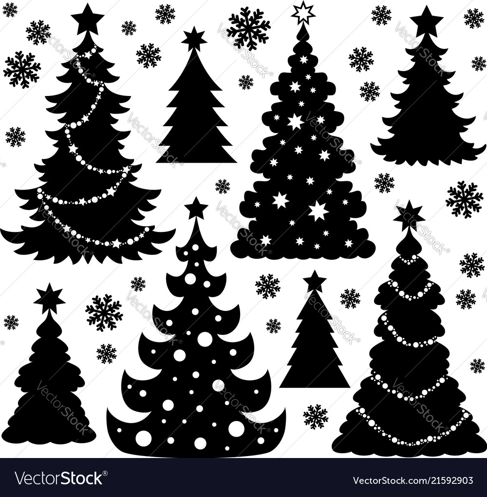 Download Christmas tree silhouette theme 1 Royalty Free Vector Image