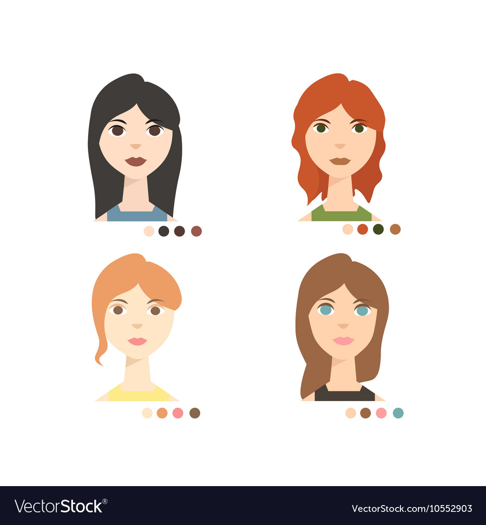 Face colour types winter summer spring and autumn Vector Image