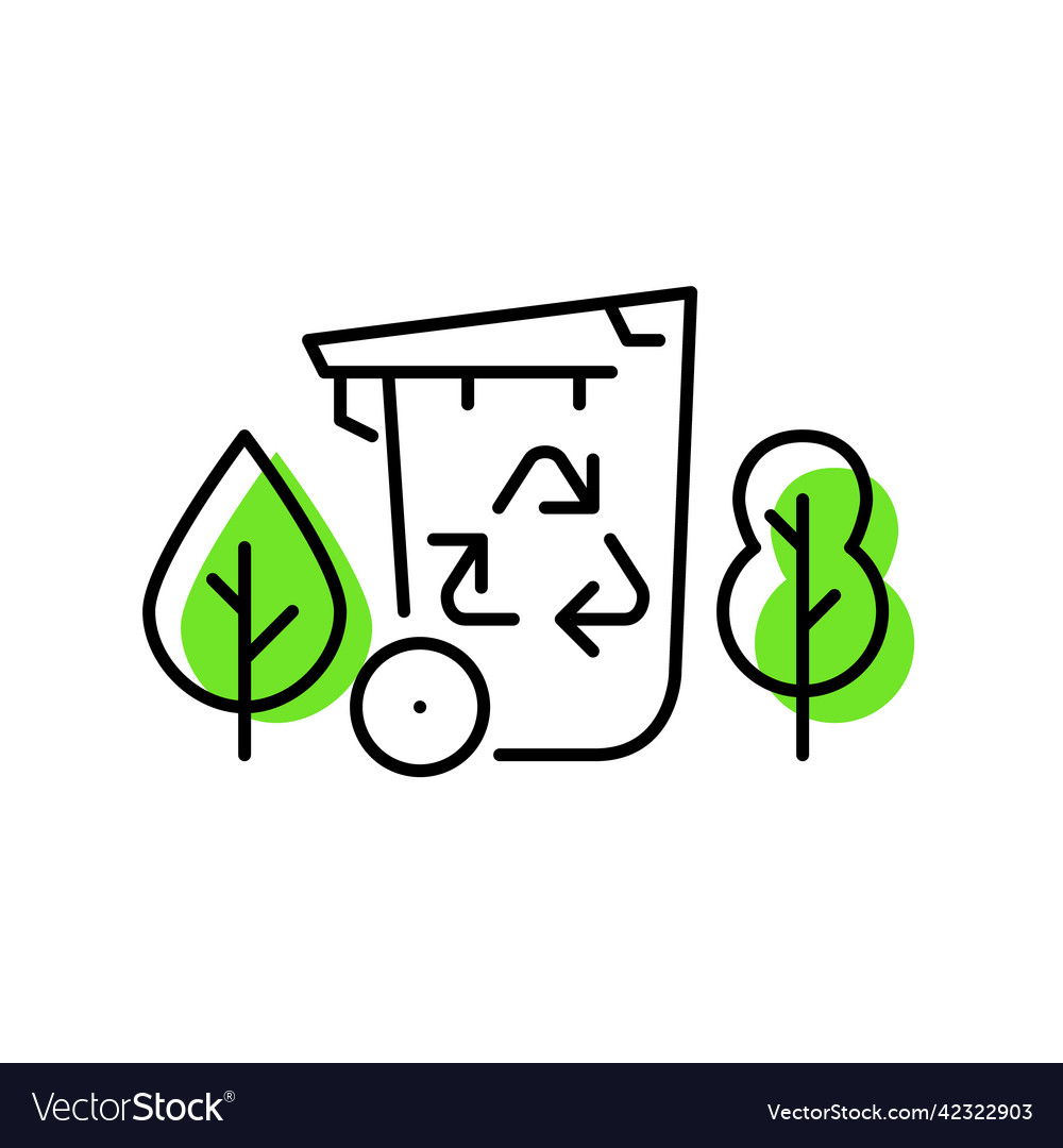 Green waste management recycling bin pixel Vector Image