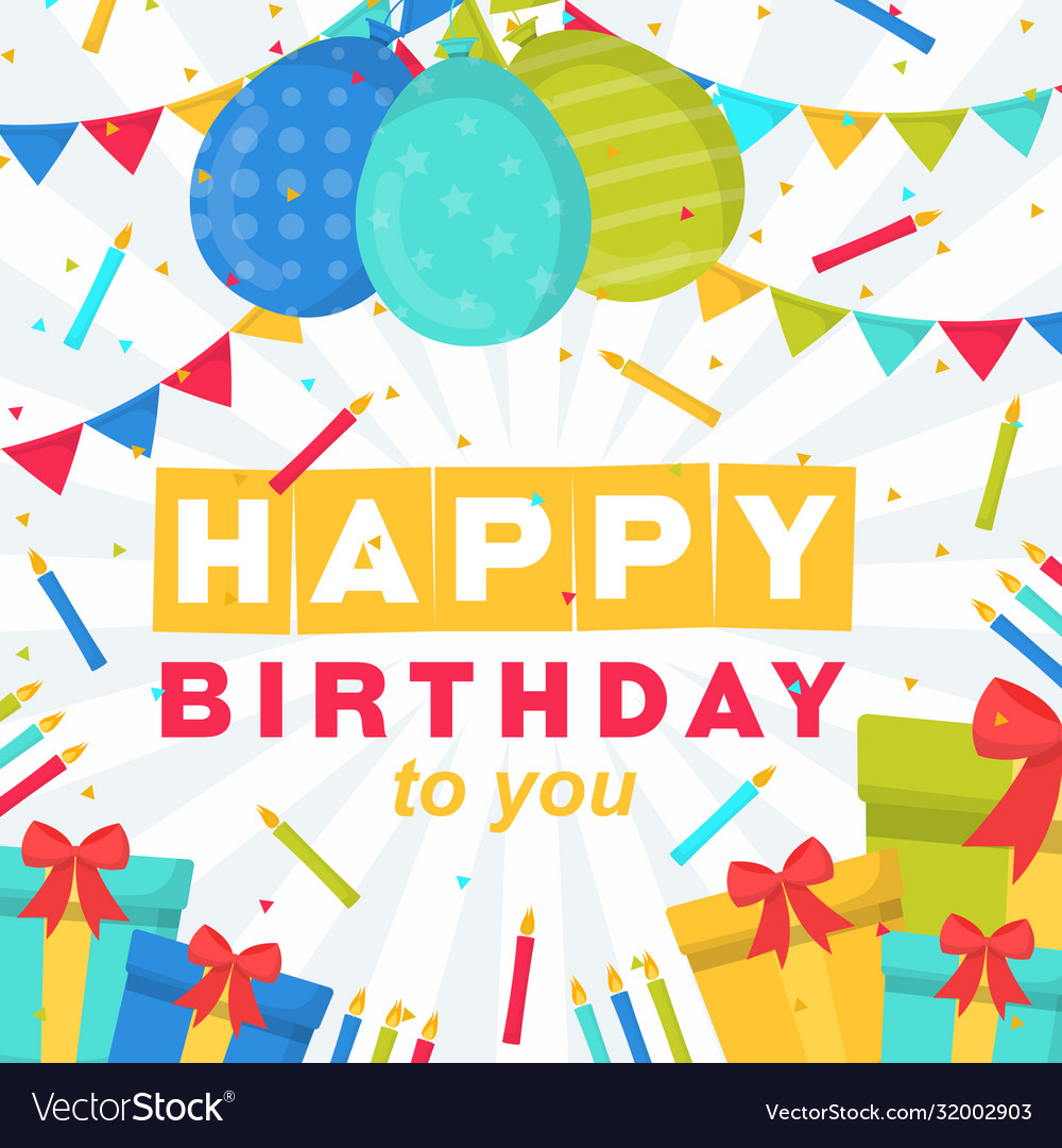 Happy birthday celebration party balloon gift Vector Image