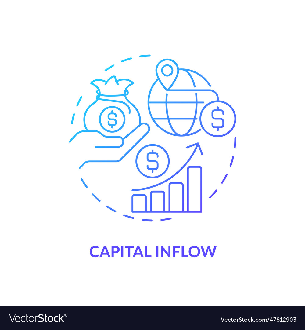 Linear capital inflow icon fdi concept Royalty Free Vector