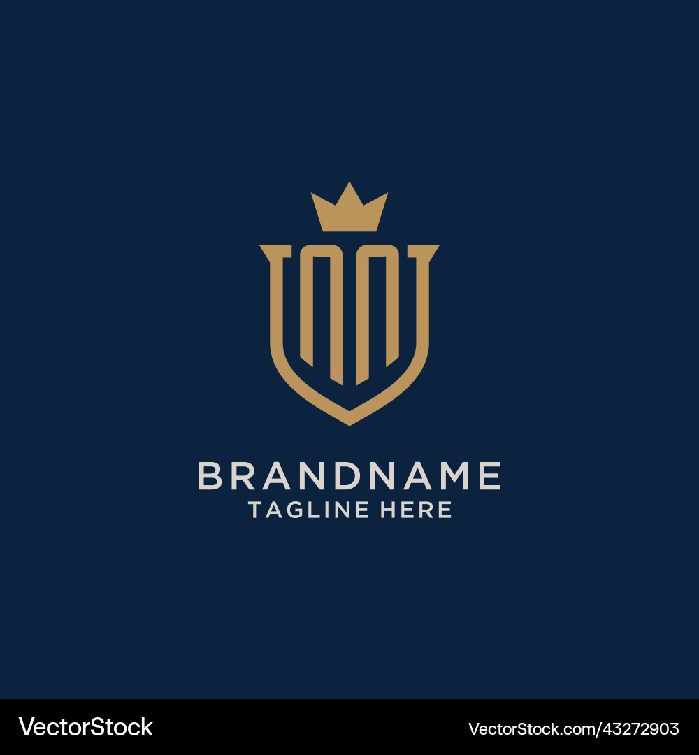 Nn initial shield crown logo Royalty Free Vector Image