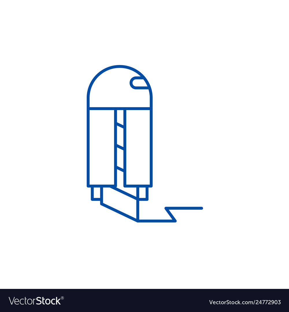 Paper knife line icon concept flat