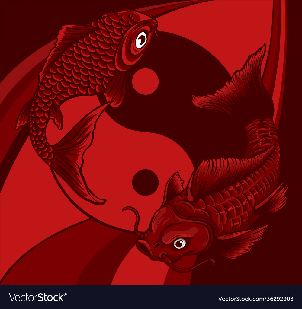 Ying yang symbol with koi fishes Royalty Free Vector Image