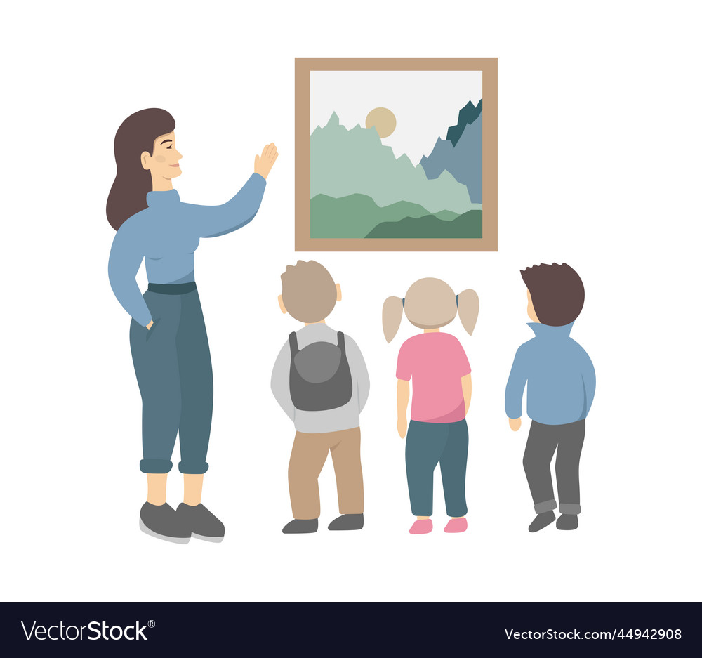 Children Excursion In A Museum With A Guide Vector Image children-excursion-in-a-museum-with-a-guide-vector-image