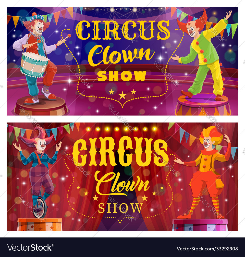 Circus clown entertainment show banner Royalty Free Vector