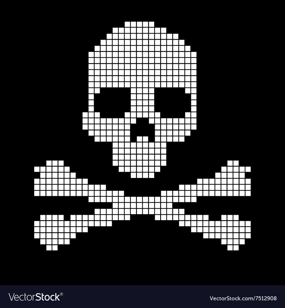 Pixel skull and bones Royalty Free Vector Image