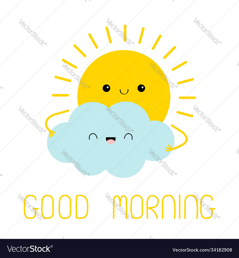 Sun and cloud friend icon good morning cute Vector Image