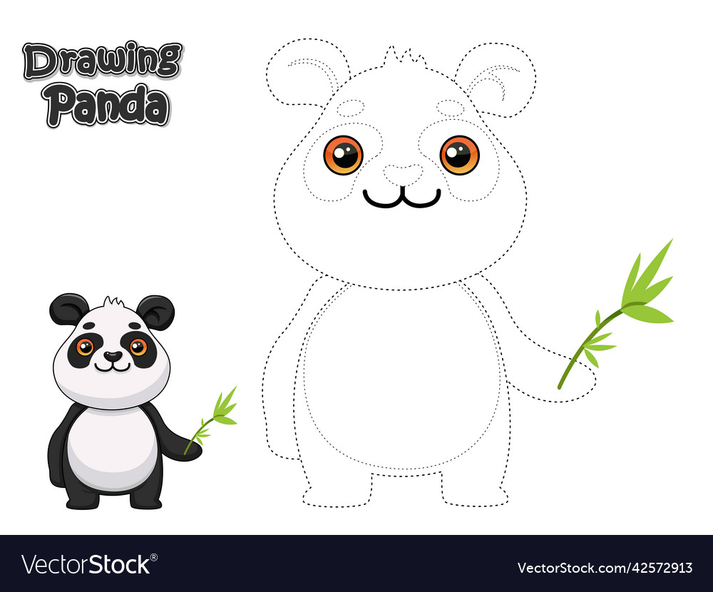 Drawing and coloring cute cartoon panda