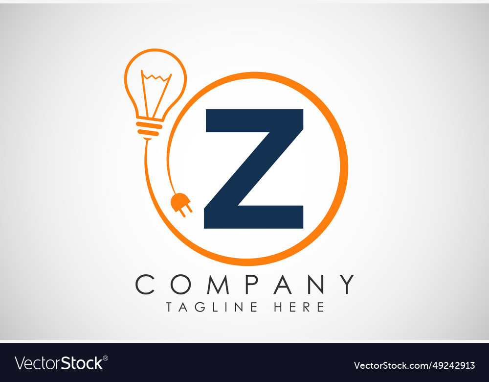 English alphabet z in a circle with electric bulb Vector Image