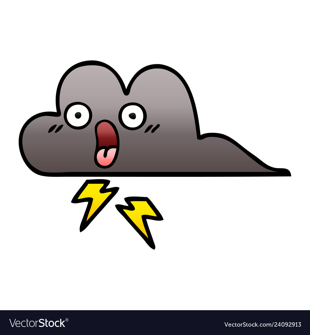 Gradient shaded cartoon storm cloud Royalty Free Vector