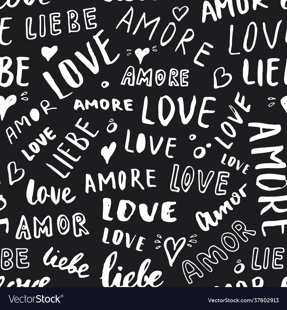 Love lettering seamless pattern written Royalty Free Vector