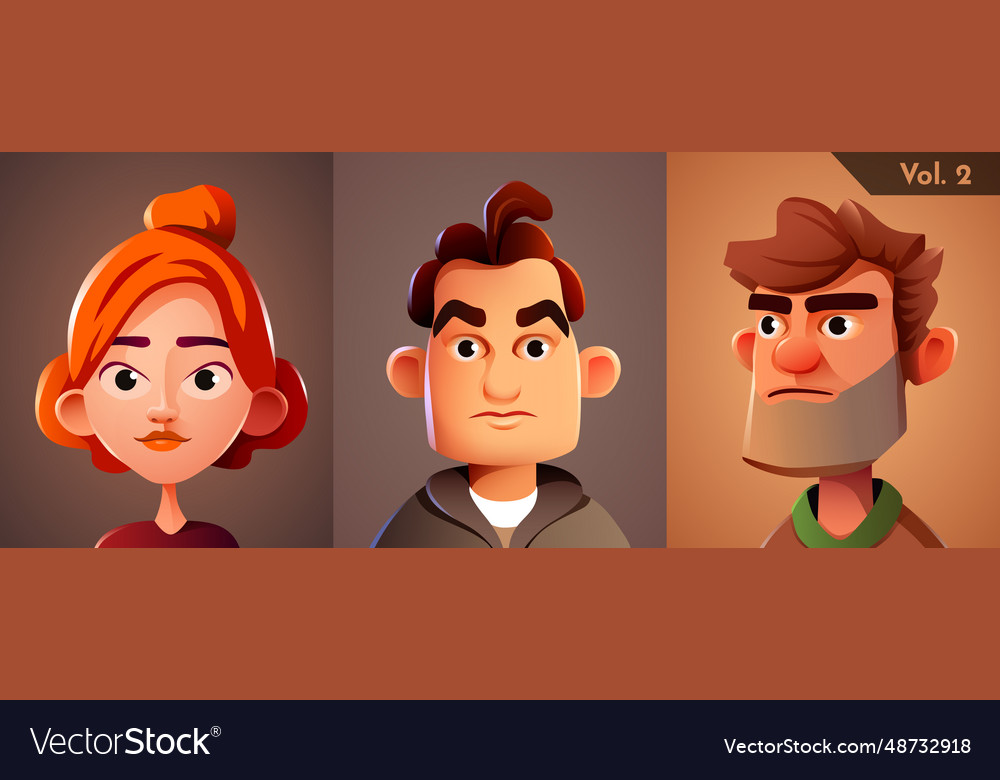 3d Cartoon avatar set human face collection