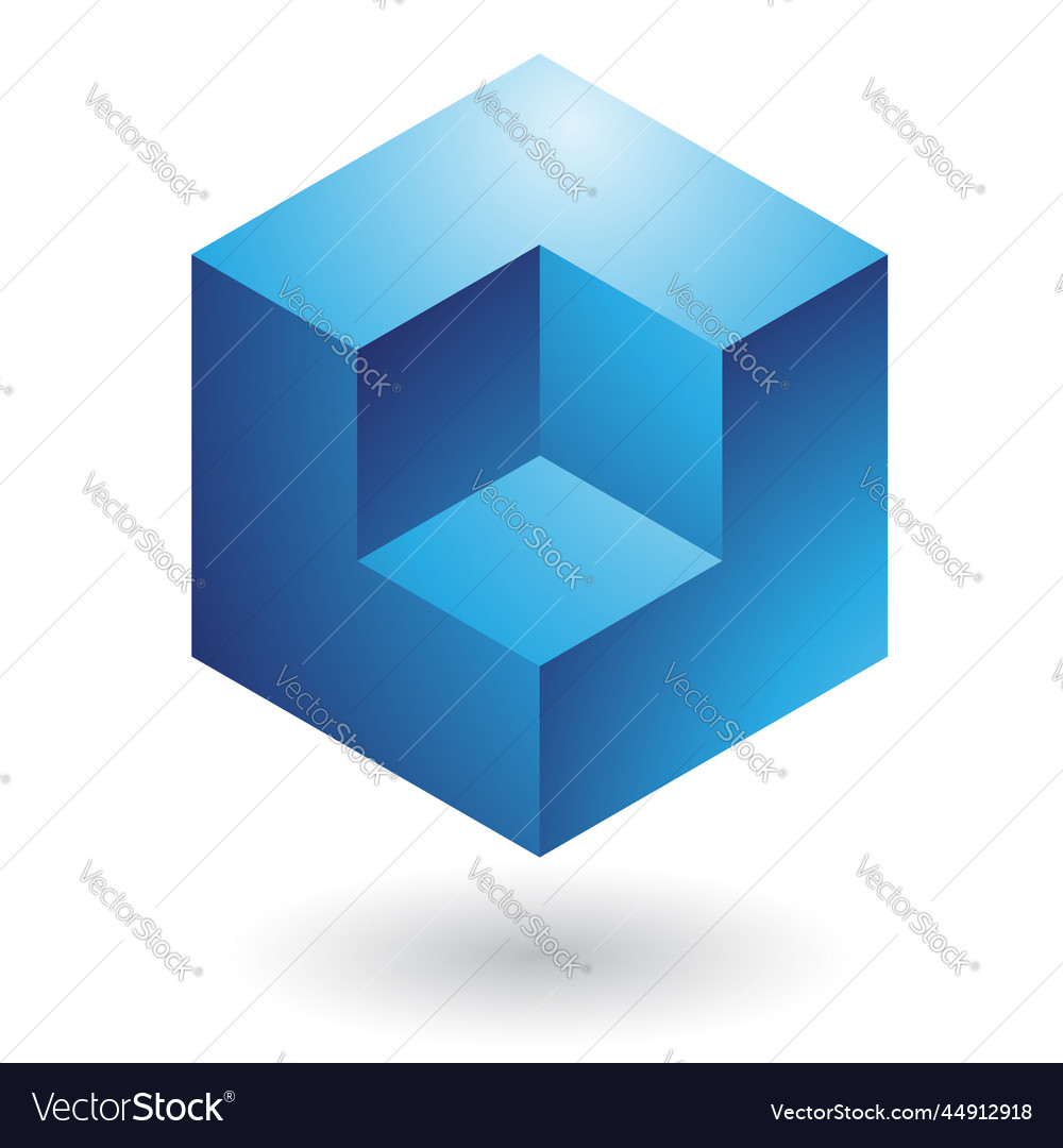 Blue shiny abstract cube logo icon Royalty Free Vector Image