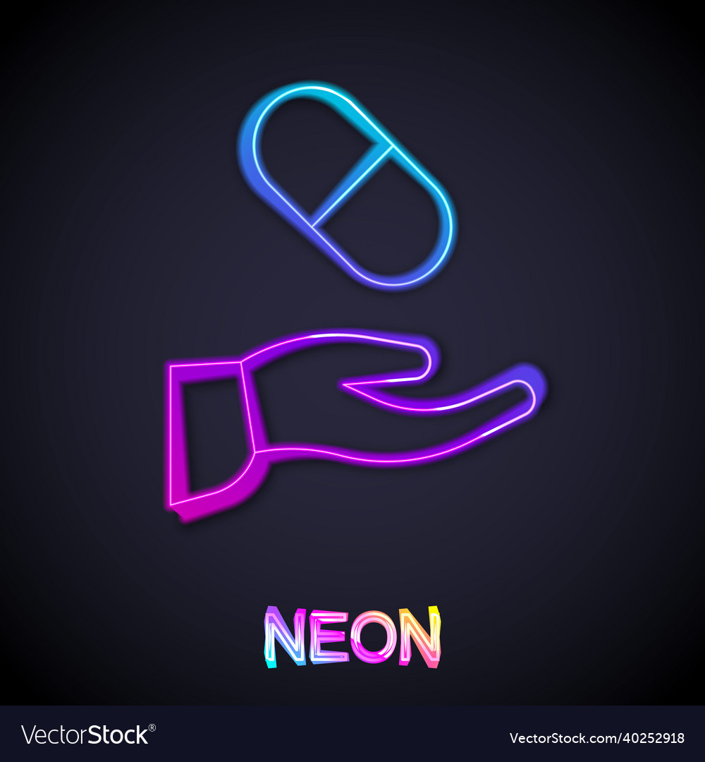 Glowing neon line medical prescription icon