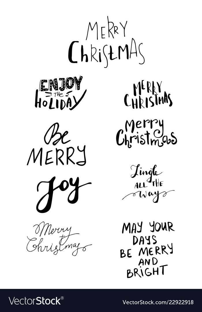 Set christmas lettering handwritten Royalty Free Vector