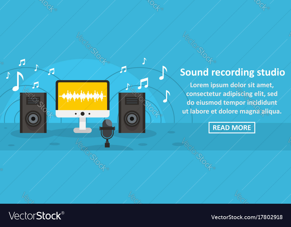 Sound Recording Studio Banner Horizontal Concept Vector Image