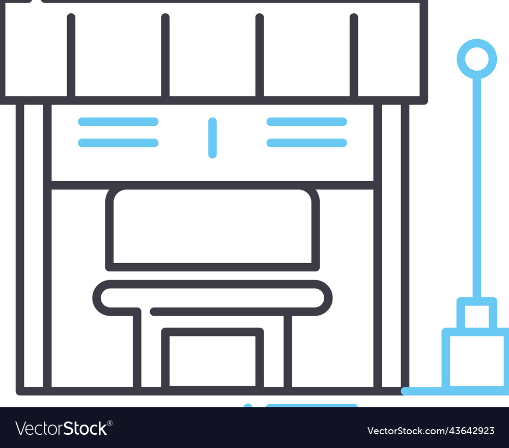 Urban bus stop line icon outline symbol