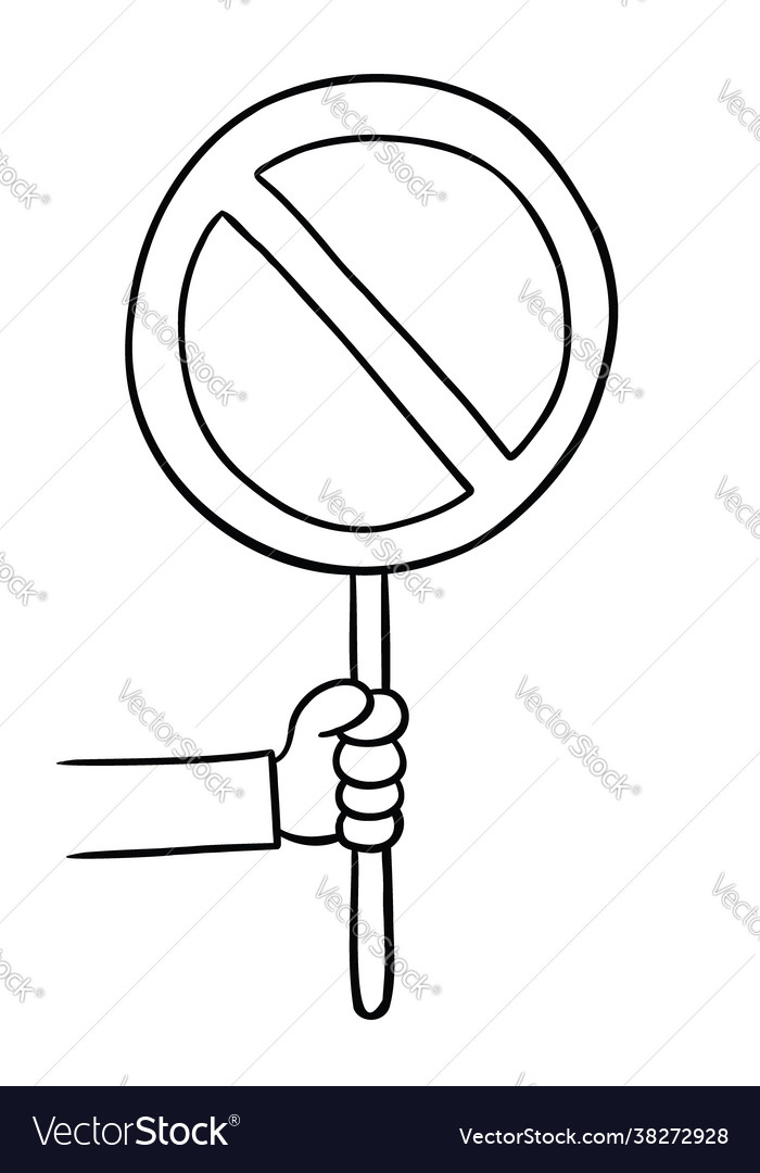 Cartoon man holding no sign Royalty Free Vector Image