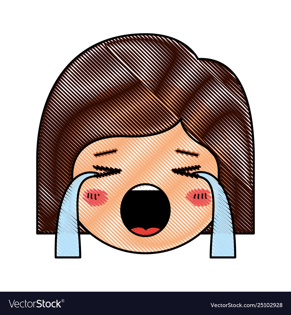 Cartoon woman crying head kawaii character Vector Image