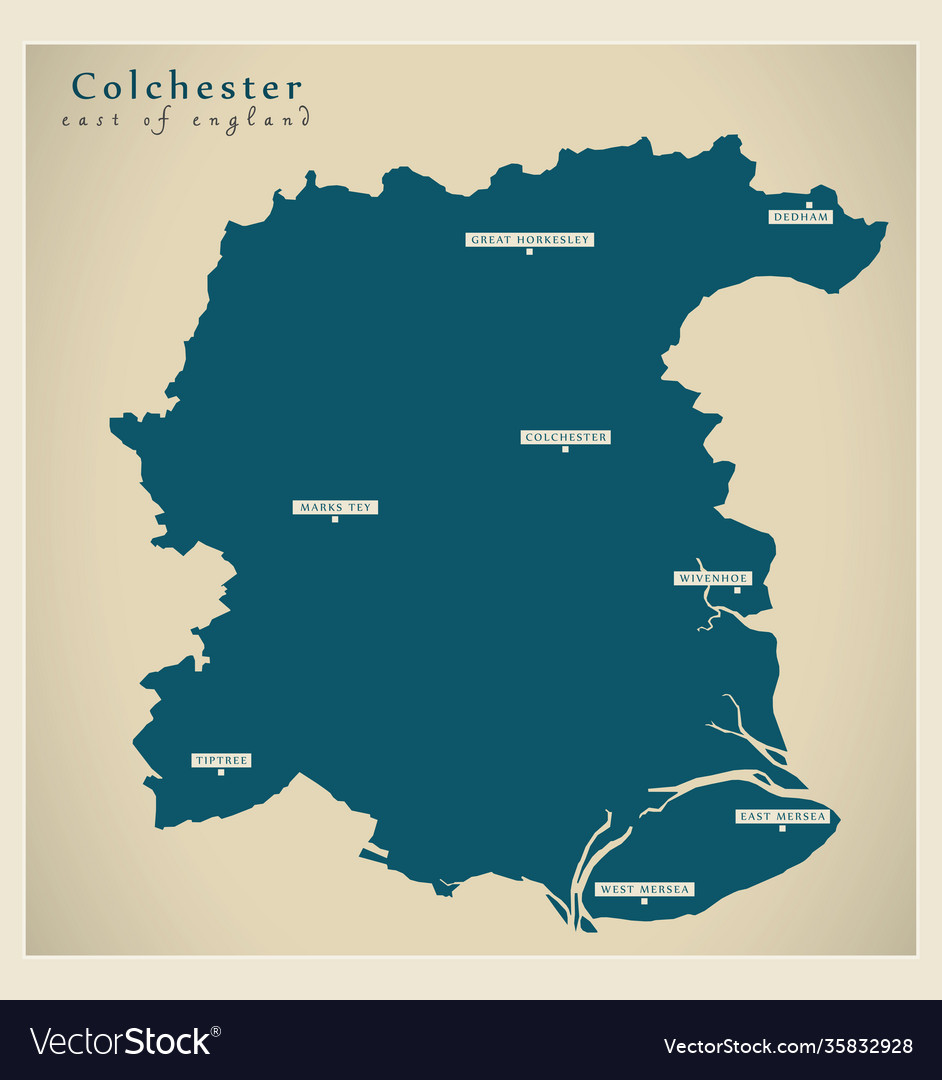 Colchester district map - england uk Royalty Free Vector