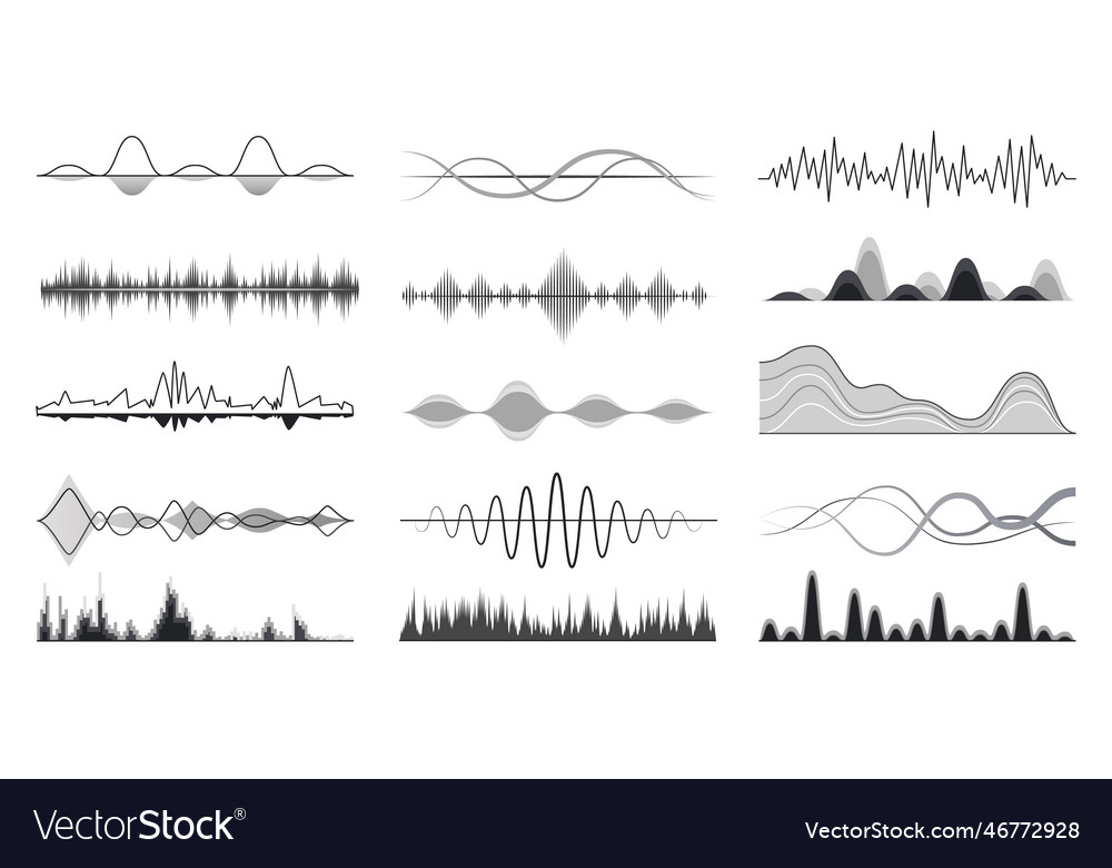 Monochrome audio sound waves song or voice Vector Image