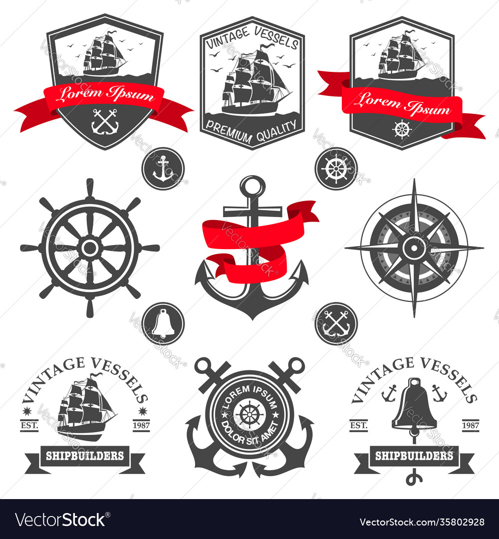 Nautical set 4 Royalty Free Vector Image - VectorStock