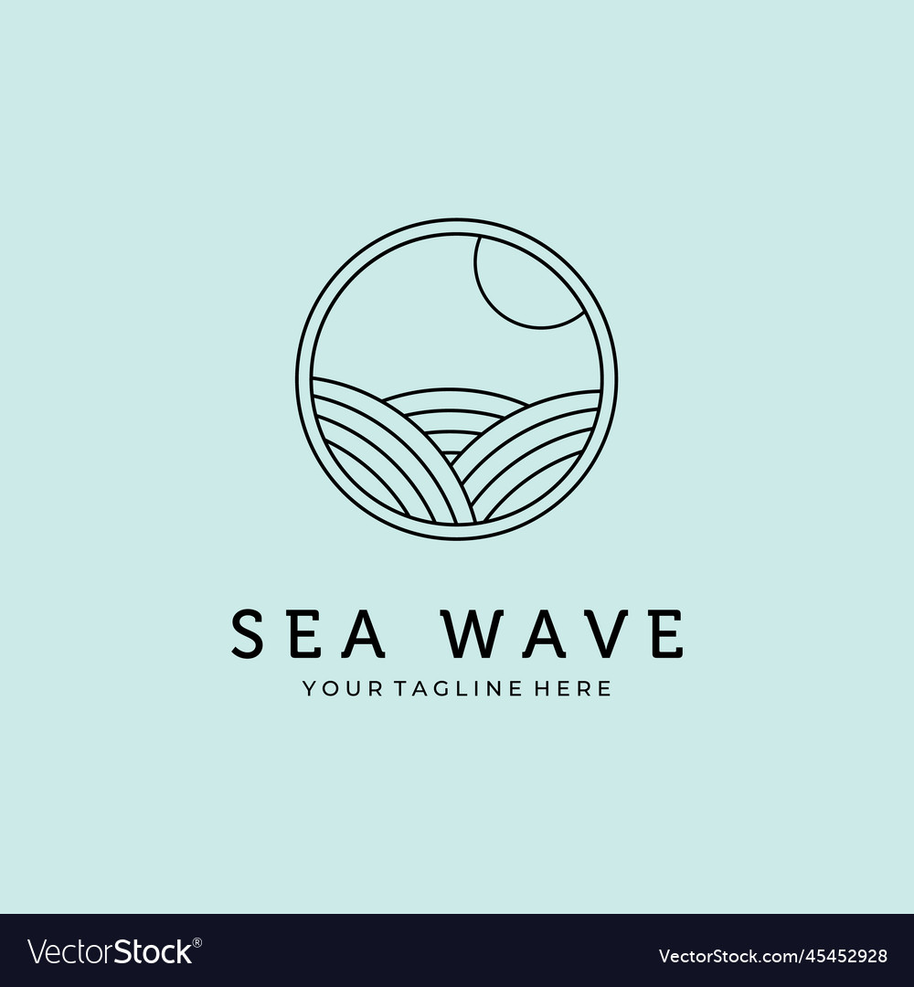 Sea wave line art minimalist logo design