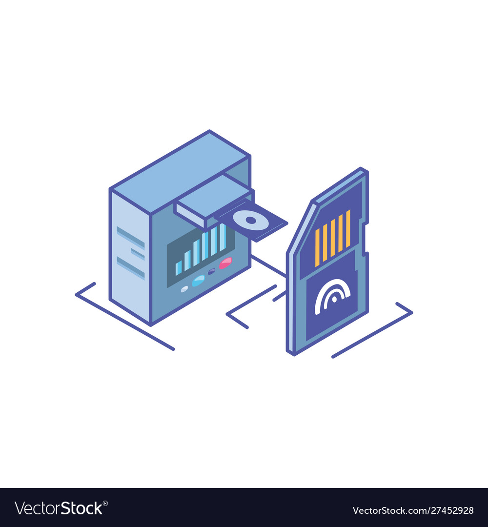 Server equipment with micro sd card on white